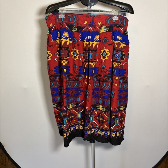Worthington Dresses & Skirts - VTG Worthington Large Southwest Artsy Abstract Hippie Maxi Skirt Red 90s Pockets